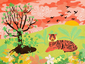 Catalina Villegas, Tiger Sitting in Forest