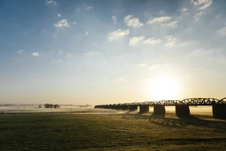 Photo art by Nadja Jacke: Elbe bridge in moody morning fog