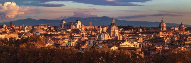 Photo art by Jean Claude Castor: panoramic view of Rome in the evening light