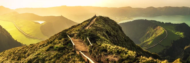 Photo art by Jean Claude Castor: hike to a serene crater lake in the Azores