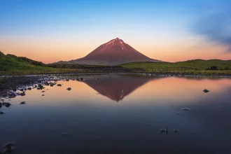 Photo art: Reflection of Pico under a gentle sunset in Portugal.