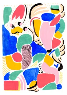 Colorful illustration by La Tinta Studio: geometric plant patterns with modern shapes.