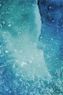 Close-up of frozen ice with delicate crystals in calm colors