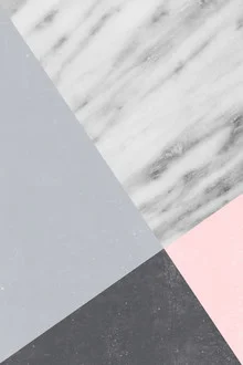 Abstrakte Illustration mit geometrischen Formen in sanften Rosa- und Grautönen