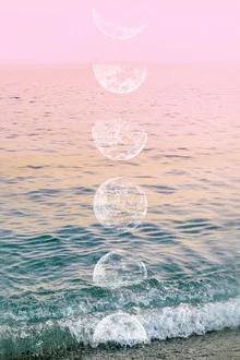 Wall art by Emanuela Carratoni: moonlight over a calm beach with soft colors.