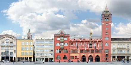 Photo art by Joerg Dietrich: historical facade of Basel City Hall in warm tones.