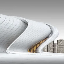Photo art by Ronny Behnert: long exposure of the Heydar Aliyev Center in Baku