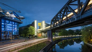 Photo art by Ronny Behnert: Berlin Gleisdreieck and Technology Museum at dusk