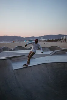 Photo art by Maximilian Manavi-huber: Skateboarder at sunset in Venice Beach