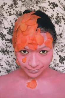 Photo art by Enora Lalet: playful composition featuring pink ginger and body paint
