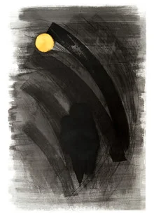 Illustration by Jinhee Park: Wanderer in a dreamy nighttime landscape