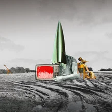 Illustration by Marko Köppe: surreal representation of society and violence.