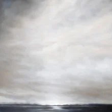 Cloudy landscape in soft gray tones, soothing mood, photo art by Kelly Money.