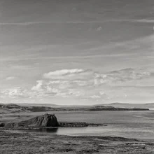 Photo art by J. Daniel Hunger: Duntulm Castle on the Scottish coast under a cloudy sky