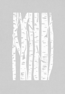 Bianca Green, Woodcut Birken auf Grau