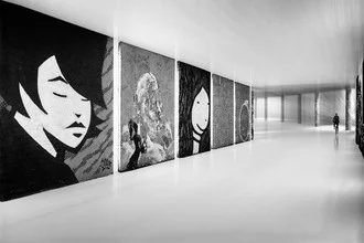 Photo art by Roswitha Schleicher-Schwarz: biking through an exhibition