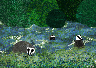 Katherine Blower, Badgers Amongst the Bluebells