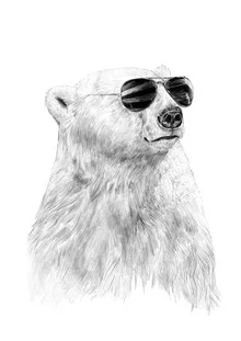 Wall art featuring a funny polar bear in sunglasses, cheerful summer vibe.