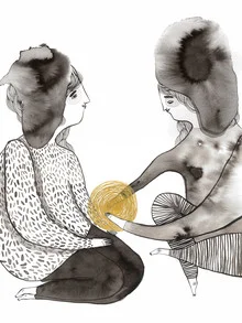 Illustration by Mirjam Siim: minimal depiction of secrets in gold tones