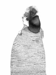 Wall art by Mirjam Siim: minimalistic illustration of fake feathers