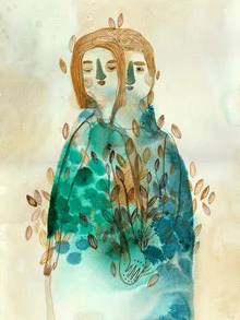 Illustration by Mirjam Siim: Couple in soft colors, symbolizing unity and love.