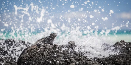 Photo art by Andreas Adams: Turquoise sea with waves and rocks in Ecuador