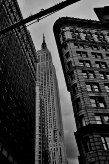 Photo art by Uli Schneider: black and white image of the Empire State Building in NYC