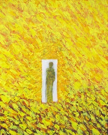 Illustration by Michael William Benton: figure in a door of light, radiating a calm mood.