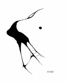 Surreal wall art by Michael William Benton: bird in ink