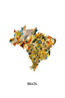 Bunte Illustration einer Brasilienkarte mit verschiedenen geografischen Regionen