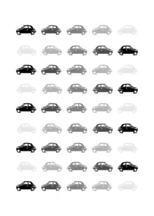 Illustration von Steffi Louis: kleine Retroautos auf einem leichten Hintergrund