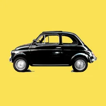 Illustration by Steffi Louis: Fiat 500 on an Italian street landscape