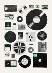Illustration by Florent Bodart: retro vinyl records and computer technology