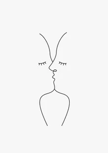 Minimal illustration of a kiss symbolizing affection and love.