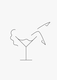 Illustration einer Frau mit Cocktail, entspannende Atmosphäre und stilvolle Beine.
