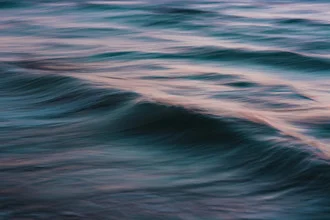 Photo art: Abstract waves in soft blue tones and dynamic shapes.