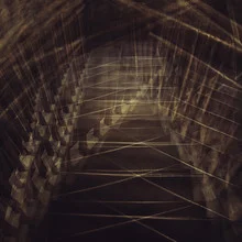 Photo art by Nadja Jacke: wooden stairs with dark lines and structured patterns
