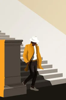 Illustration by Helene Boutanos: stylish man in a yellow jacket, modern fashion