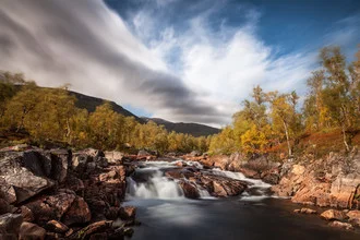 Photo art by Sebastian Worm: tranquil autumn river in Norway