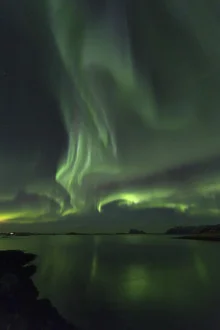 Photo art by Dirk Heckmann: Northern lights reflecting in calm water