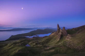 Fotokunst: Der Alte Mann von Storr in der Morgendämmerung auf der Isle of Skye.