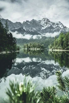 Photo art by Philipp Steiger: tranquil mountain lake reflecting the Alps