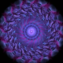 Black and purple mandala photo art by Nadja Jacke, harmonious pattern in dark colors