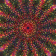 Photo art by Nadja Jacke: Red-green Mandala with circular patterns