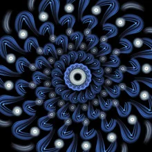 Black blue swirl mandala by Nadja Jacke, an abstract digital artwork.