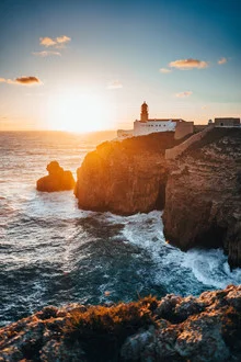 Photo art by Joshua A. Hoffmann: sunset over the coast of Sagres