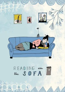 Und hier noch ein guter Leseplatz: das Sofa, digital illustration - fotokunst von Constanze Guhr