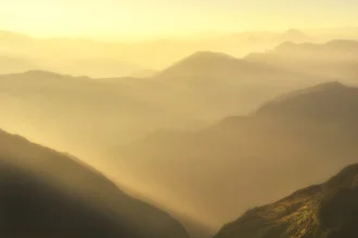 Photo art by Martin Morgenweck: gentle sunrise over the Himalayan mountains