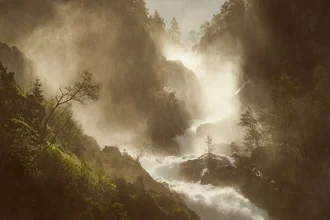 Photo art by Alex Wesche: moody waterfall scene in Norway
