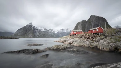Photo art by Dennis Wehrmann: panoramic view of Hamnøy harbor in Norway